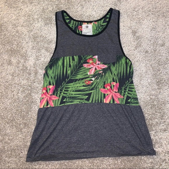 On the Byas Green & Gray tropical tank top sz XL - Picture 4 of 11
